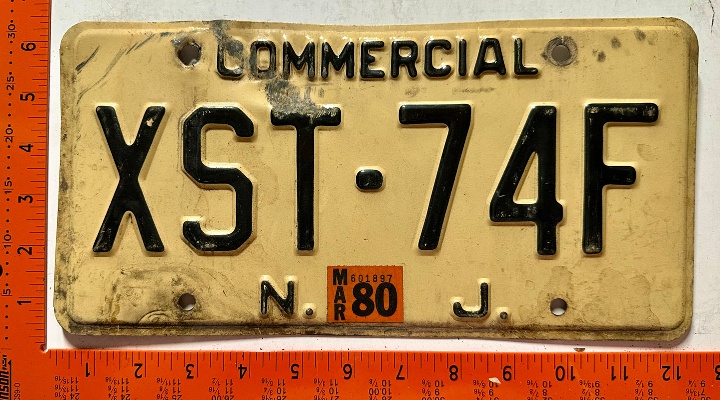1980 New Jersey #XST-74F Commercial License Plate