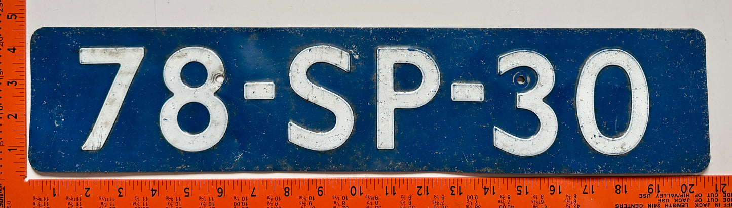 1976 Netherlands #78-SP-30 Passenger License Plate