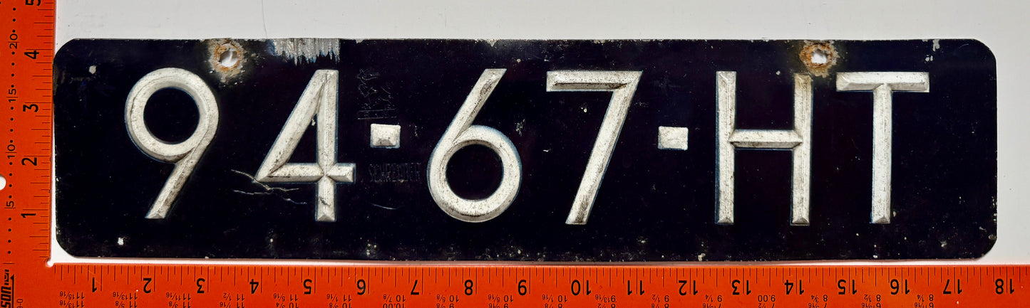 1965-1973 Netherlands #94-67-HT Passenger License Plate