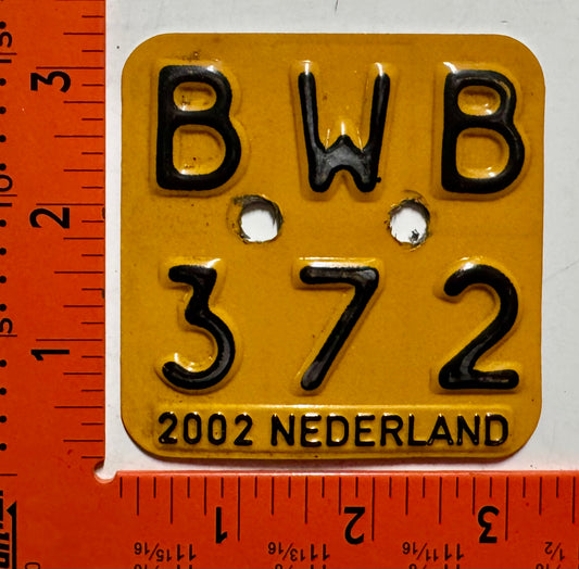 2002 Netherlands #BWB/372 Moped License Plate