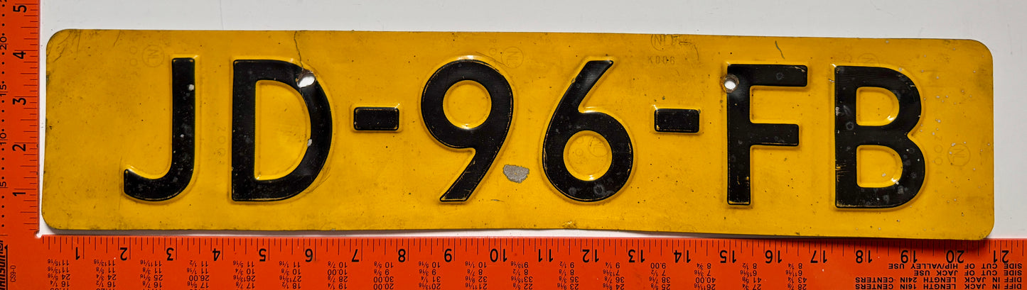 1977 series Netherlands #JD-96-FB Passenger License Plate