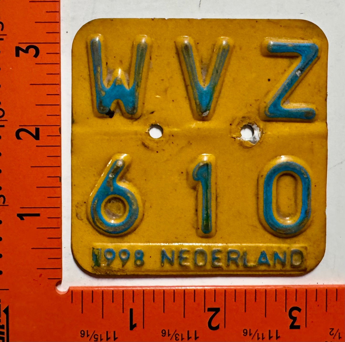 1998 Netherlands #WVZ/610 Moped License Plate