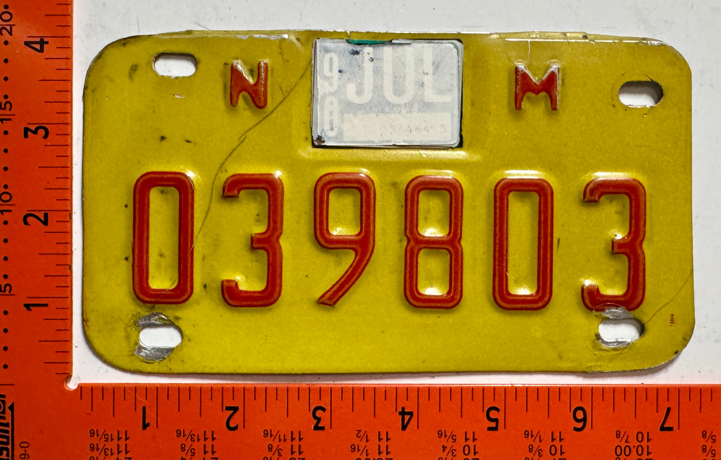 1990 New Mexico #039803 Motorcycle License Plate