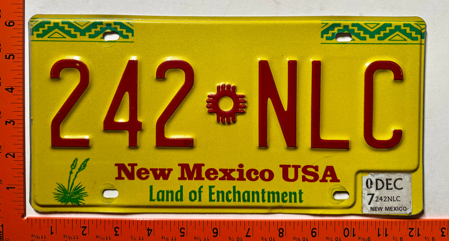 2007 New Mexico #242 NLC Passenger License Plate