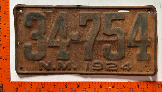 1924 New Mexico #34-754 Passenger License Plate