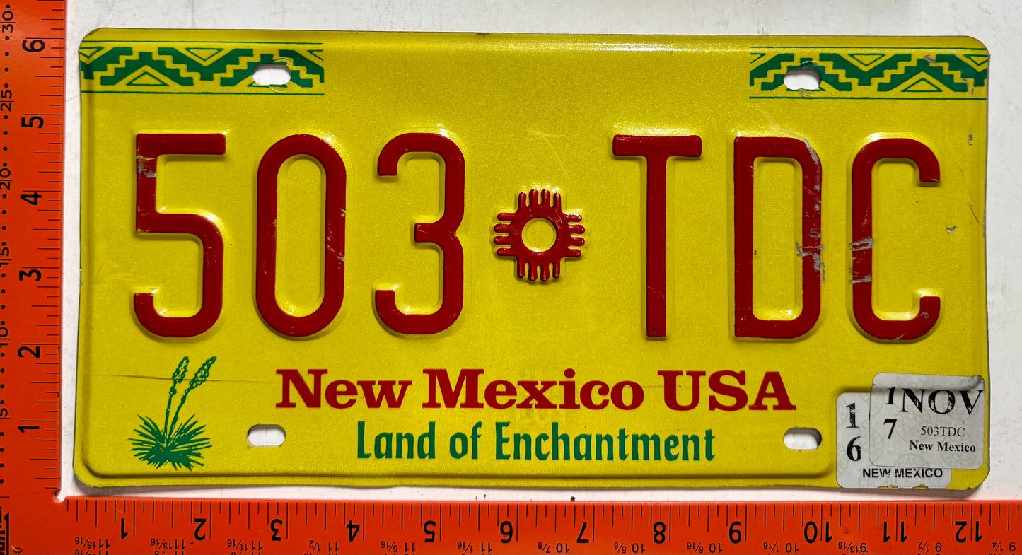 2017 New Mexico #503 TDC Passenger License Plate