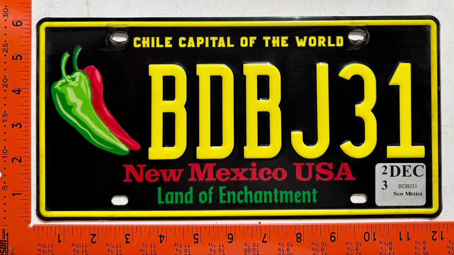 2023 New Mexico #BDBJ31 Passenger Chile License Plate