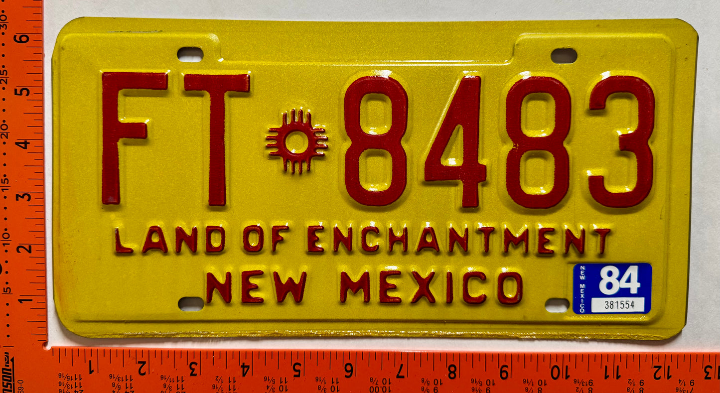 1984 New Mexico #FT 8483 Farm Truck License Plate
