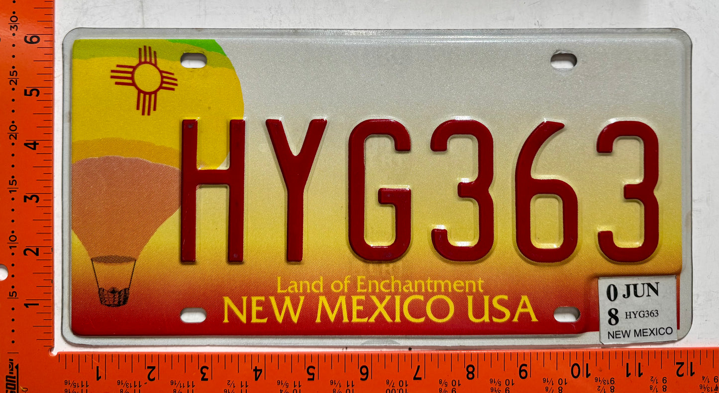 2008 New Mexico #HYG363 Passenger License Plate