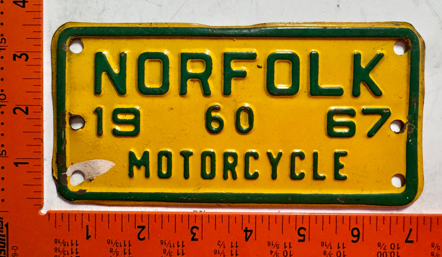 1967 Norfolk, Virginia #22 Motorcycle License Plate
