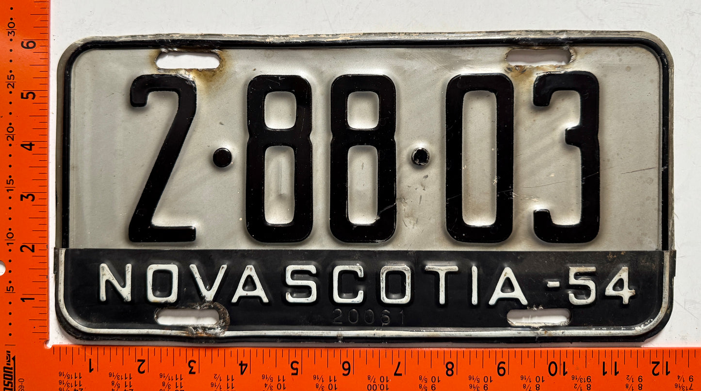 1954 Nova Scotia #2-88-03 Passenger License Plate