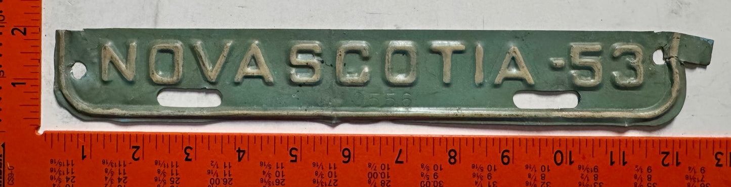 1953 Nova Scotia #010556 Passenger License Plate Renewal Tab