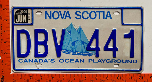 2000 Nova Scotia #DBV 441 Passenger License Plate