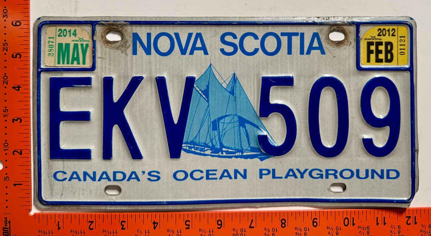 2012/2014 Nova Scotia #EKV 509 Passenger License Plate
