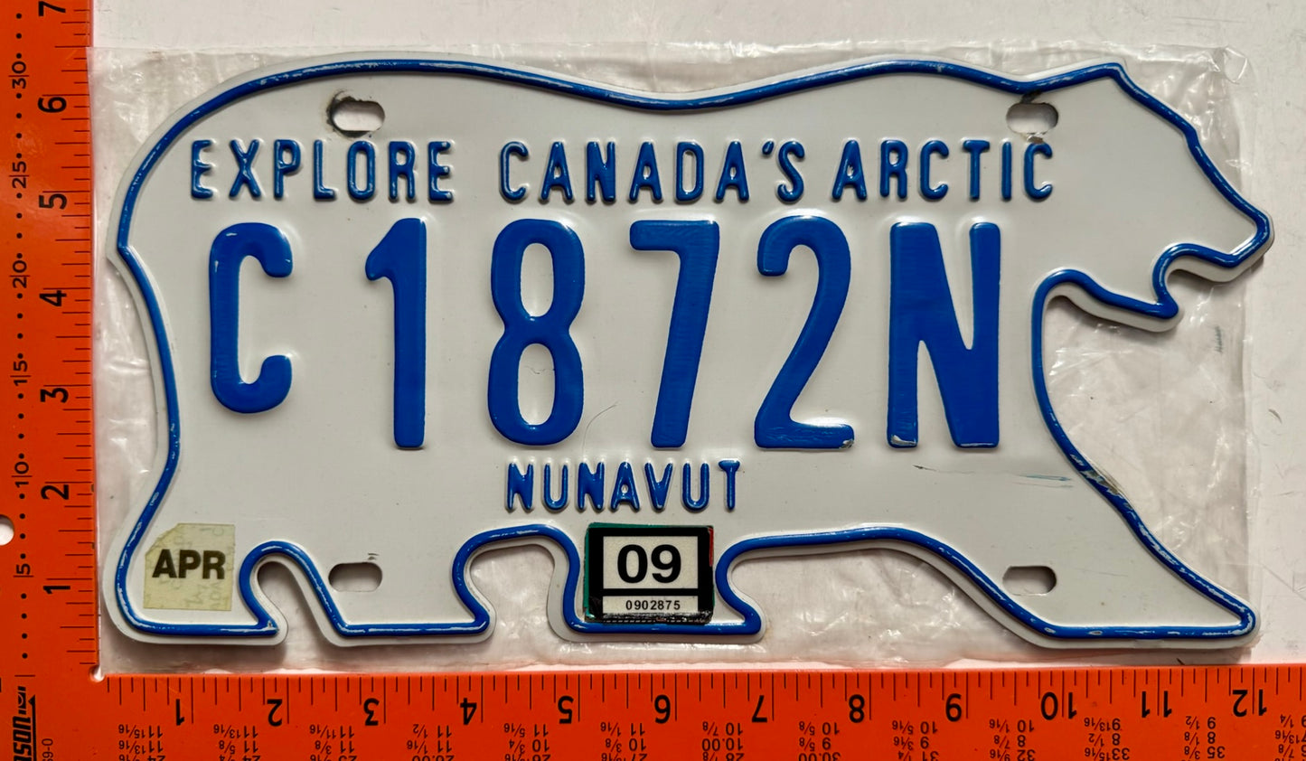 2009 Nunavut #C1872N Commercial License Plate