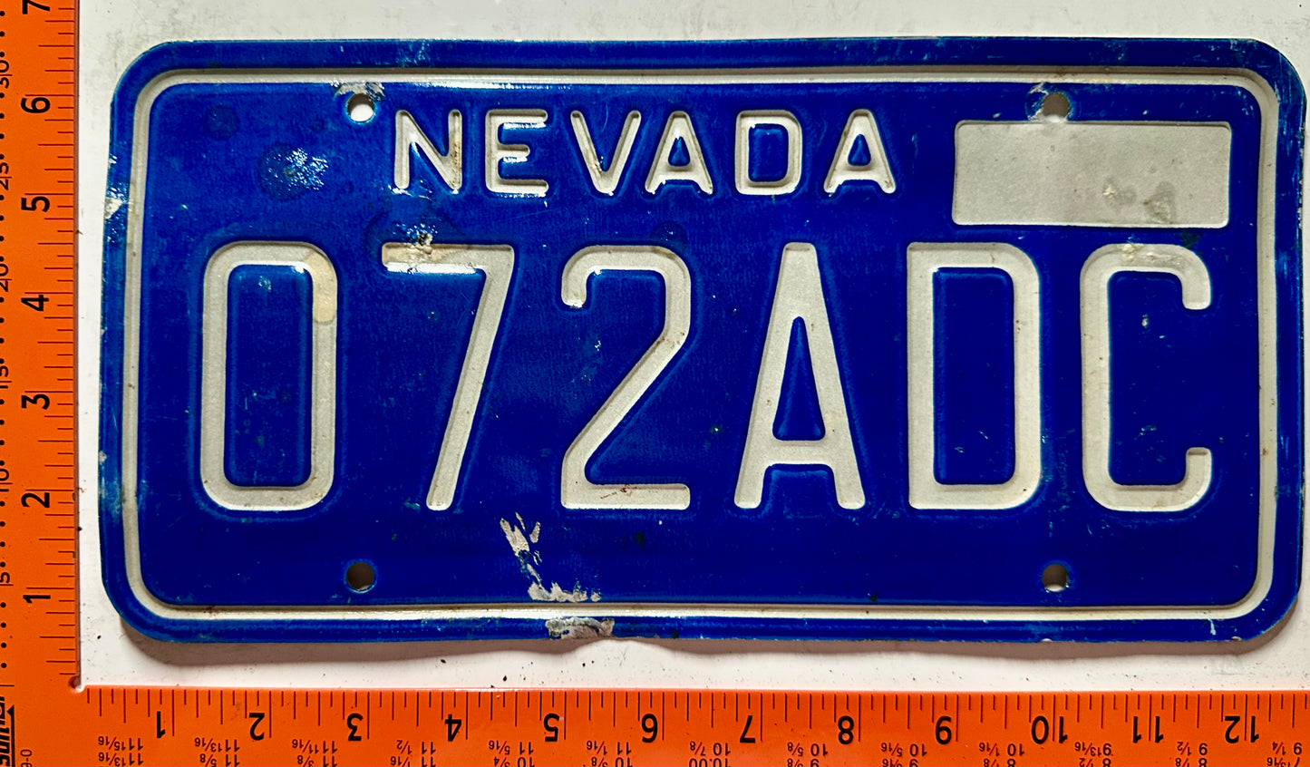 undaed Nevada #072ADC Passenger License Plate