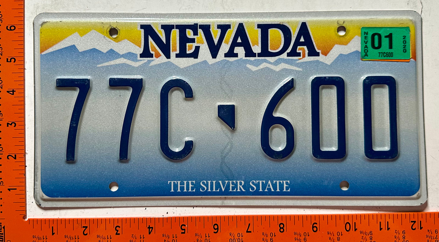 2020 Nevada #77C-600 Passenger License Plate