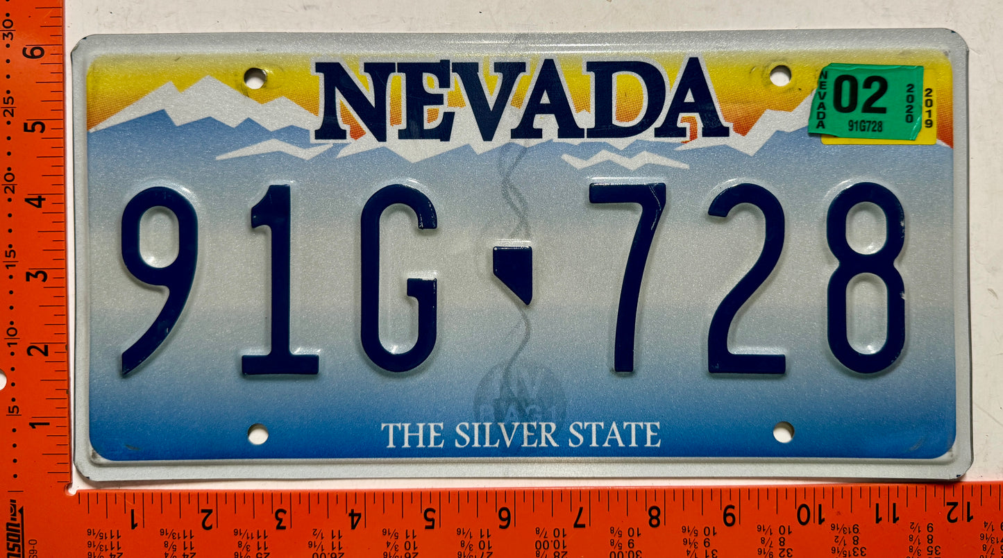 2020 Nevada #91G-728 Passenger License Plate
