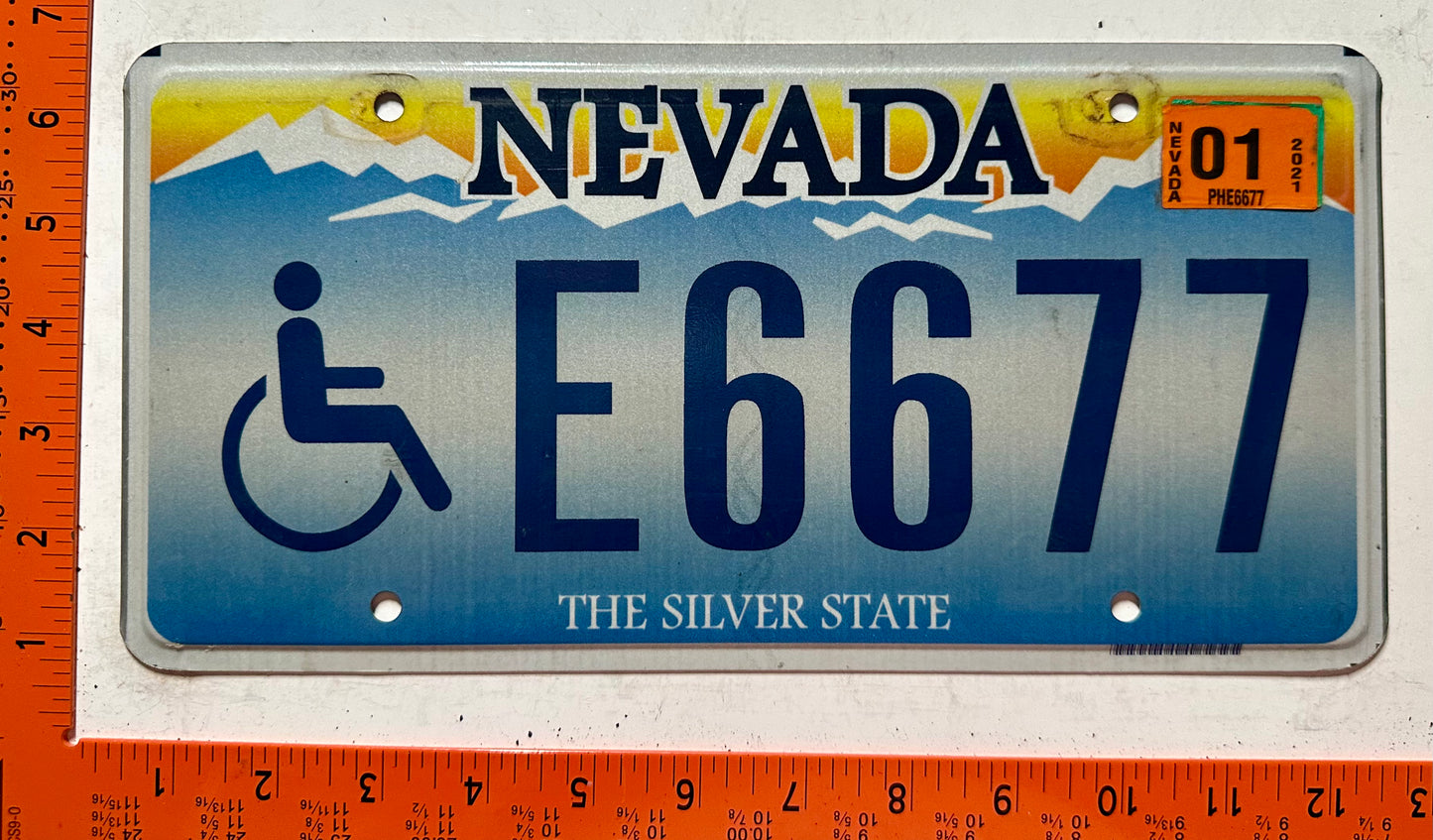 2021 Nevada #E6677 Handicapped License Plate