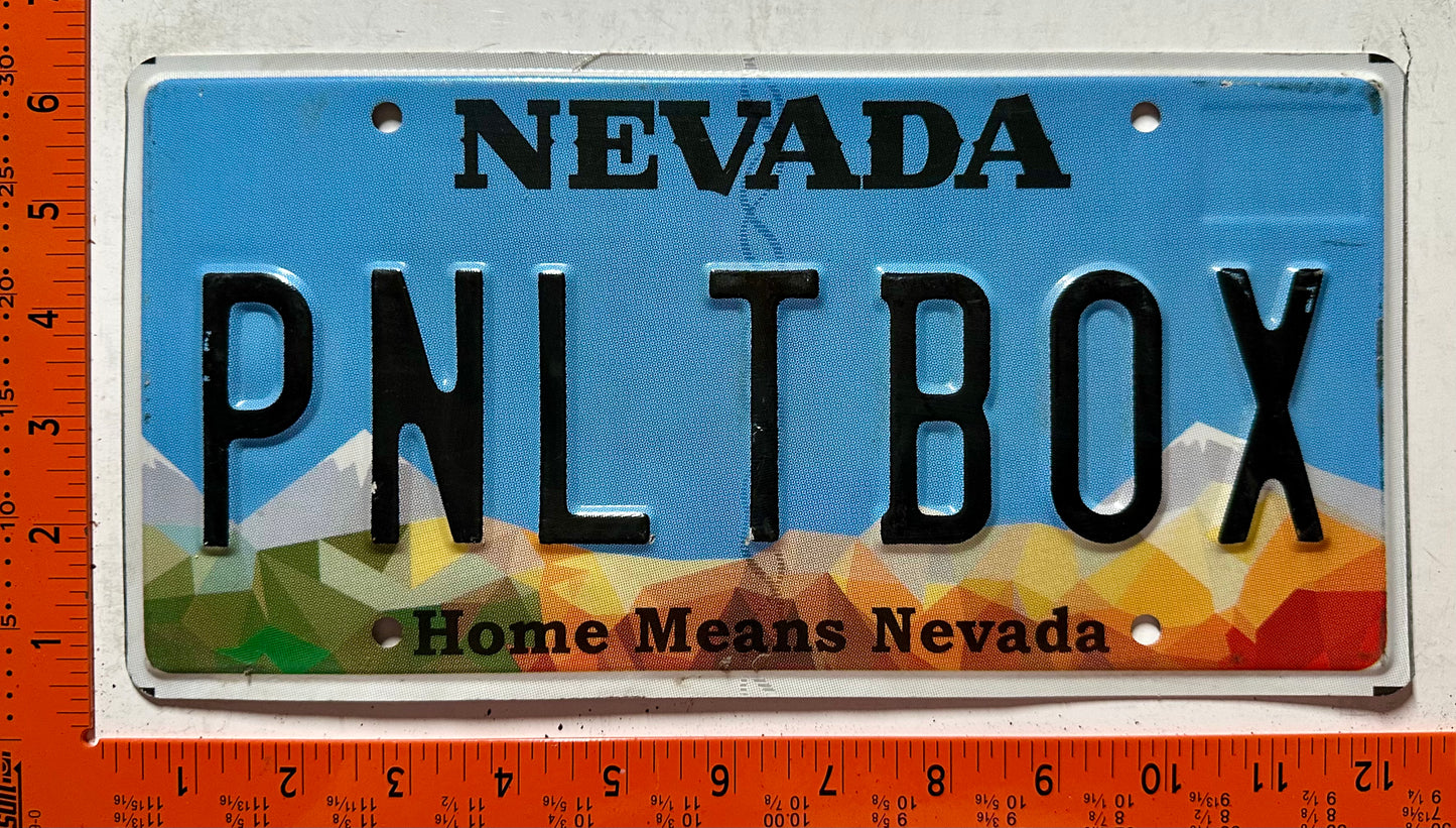 undated Nevada #PNLTBOX Passenger Vanity License Plate
