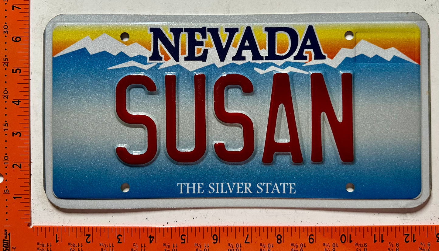 undated Nevada #SUSAN SOUVENIR License Plate