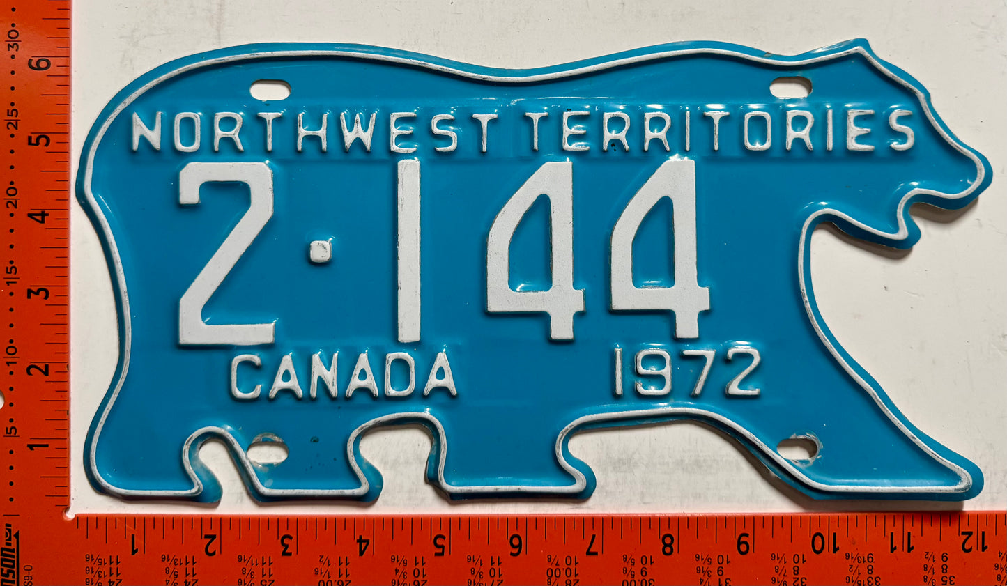 1972 Northwest Territories #2-144 Passenger License Plate