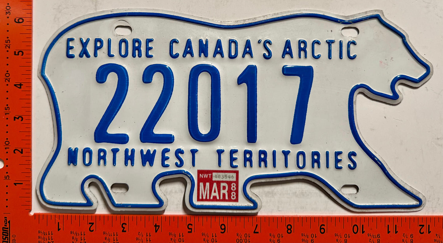 1988 Northwest Territories #22017 Passenger License Plate