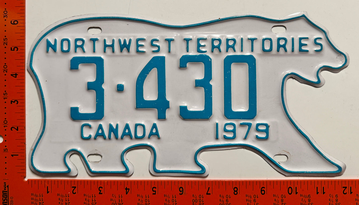 1979 Northwest Territories #3-430 Passenger License Plate