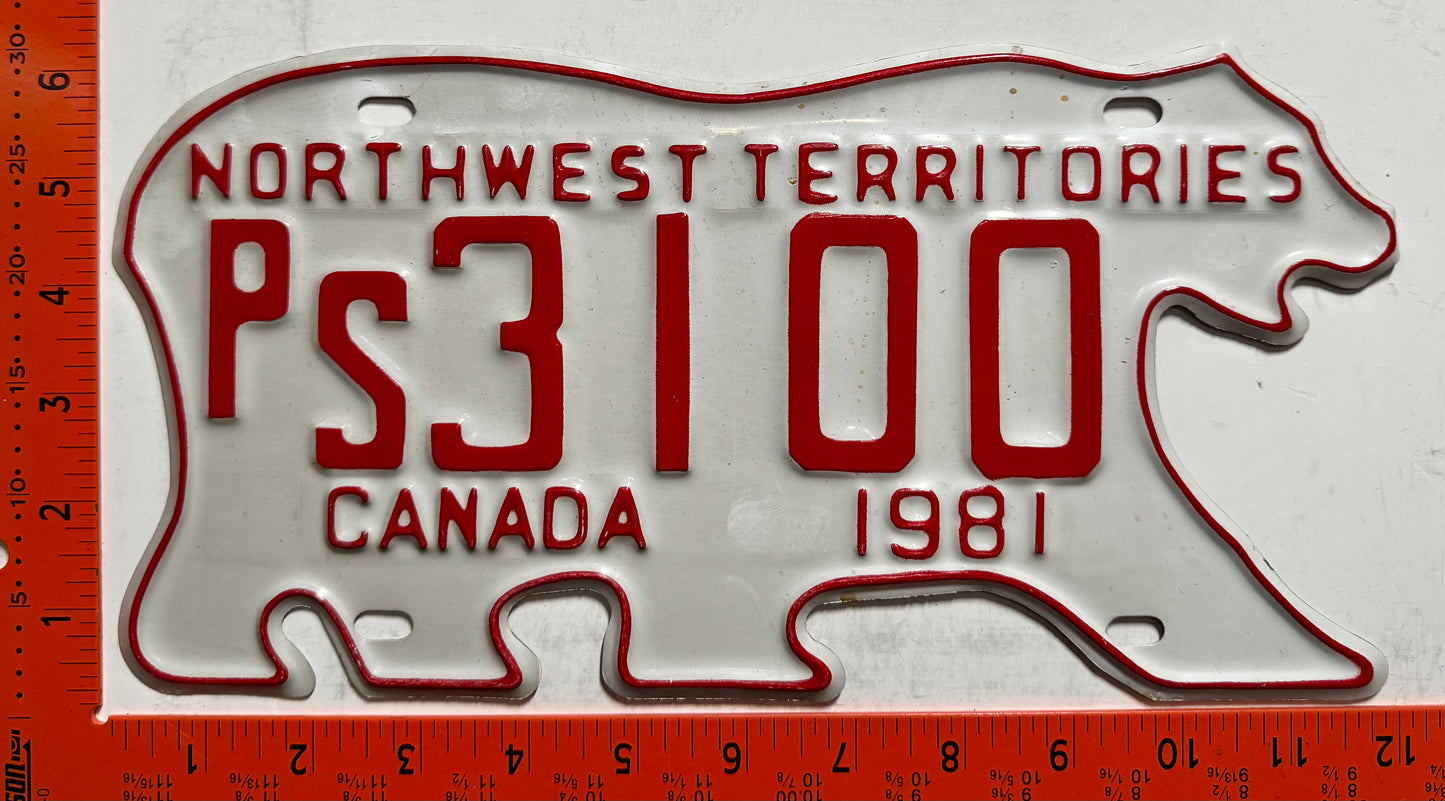 1981 Northwest Territories #PS 3100 Public Service License Plate