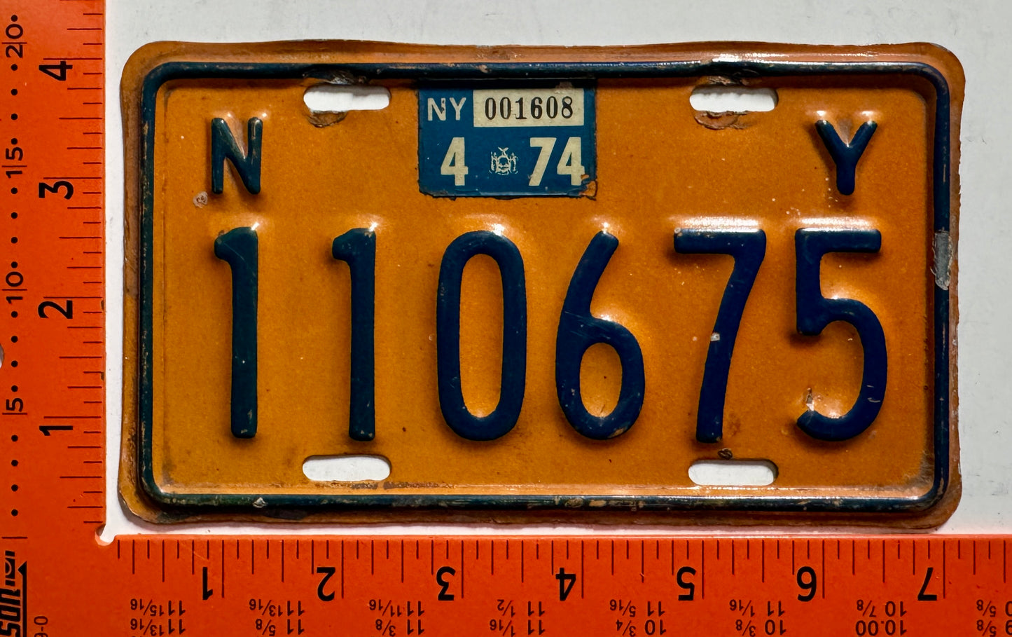 1974 New York #110675 Motorcycle License Plate