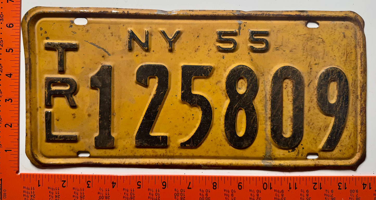 1955 New York #125809 Trailer License Plate