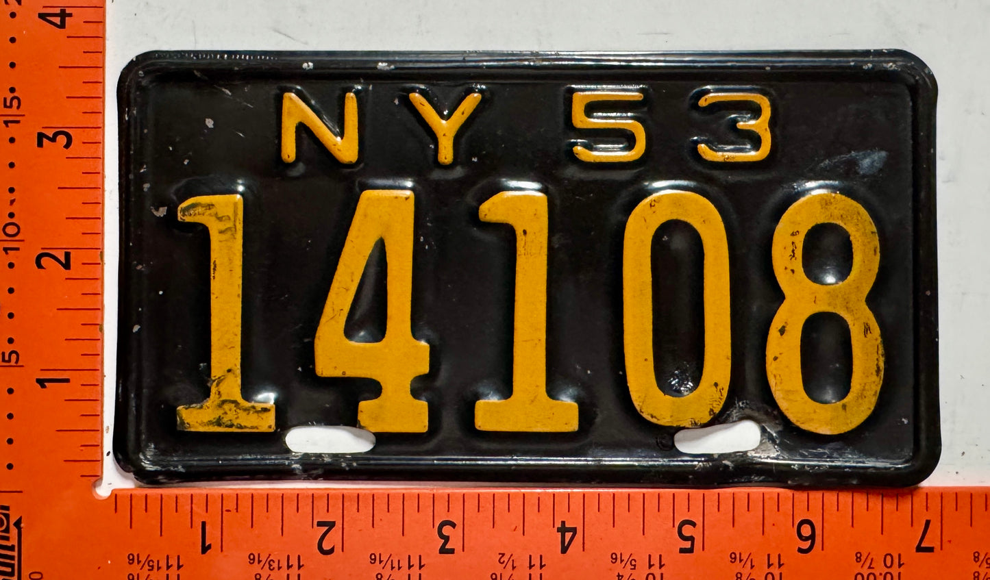 1953 New York #14108 Motorcycle License Plate