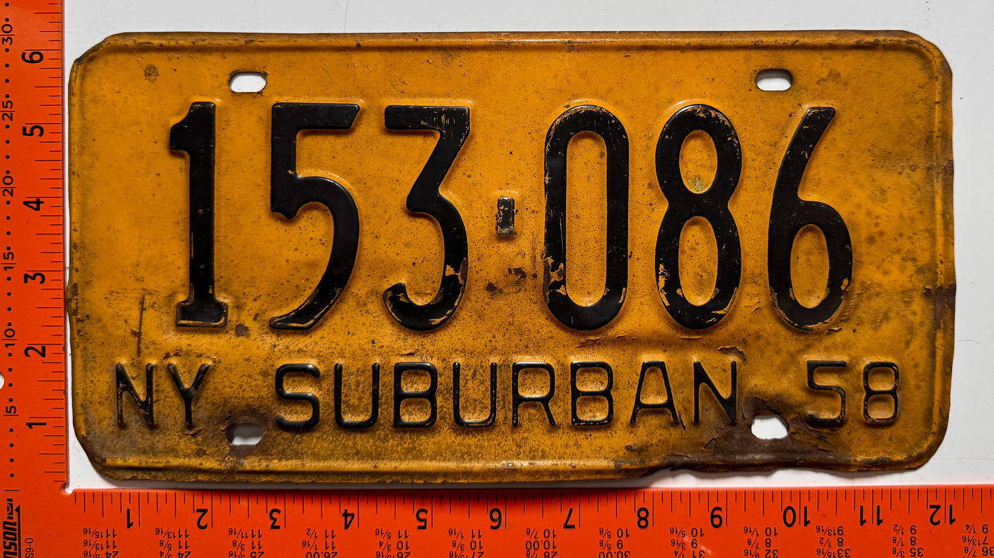 1958 New York #153-086 Suburban License Plate (Crafter)