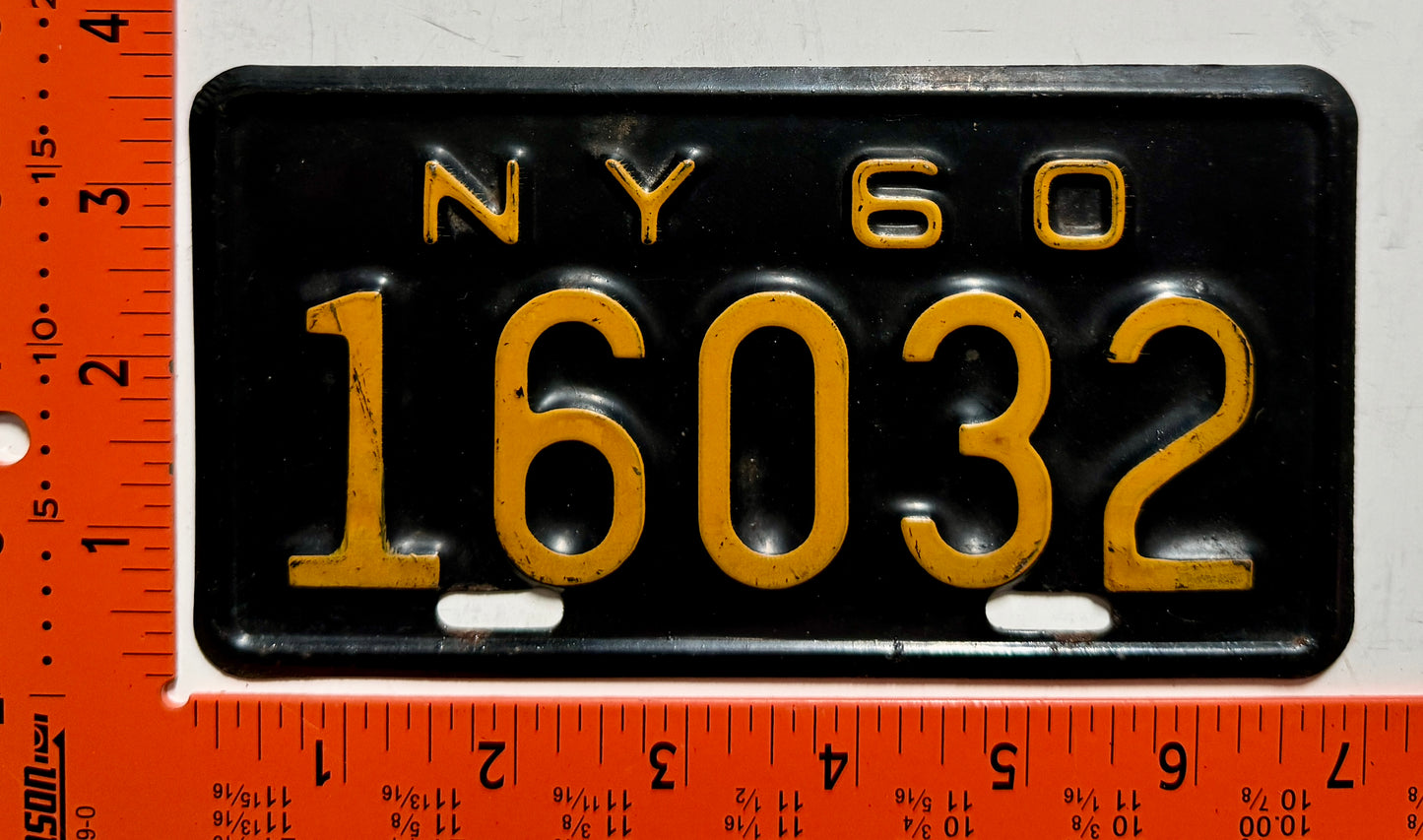 1960 New York #16032 Motorcycle License Plate