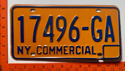 1973 base New York #17496-GA Commercial License Plate