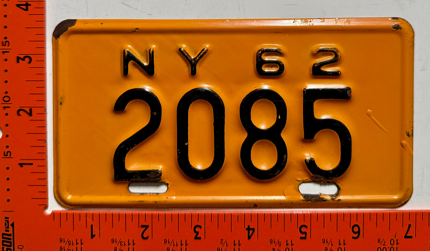 1962 New York #2085 Motorcycle License Plate