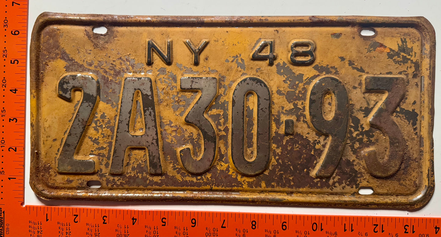 1948 New York #2A30-93 Passenger License Plate