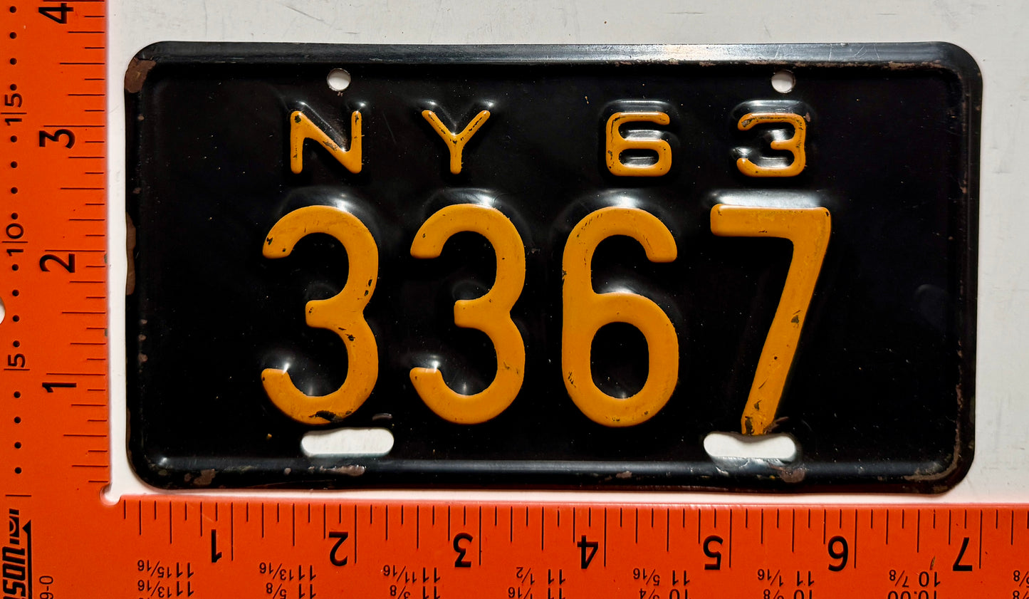 1963 New York #3367 Motorcycle License Plate