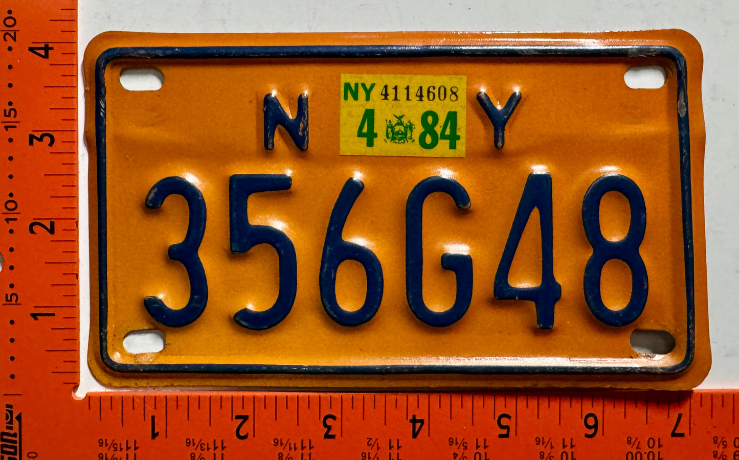 1984 New York #356G48 Motorcycle License Plate