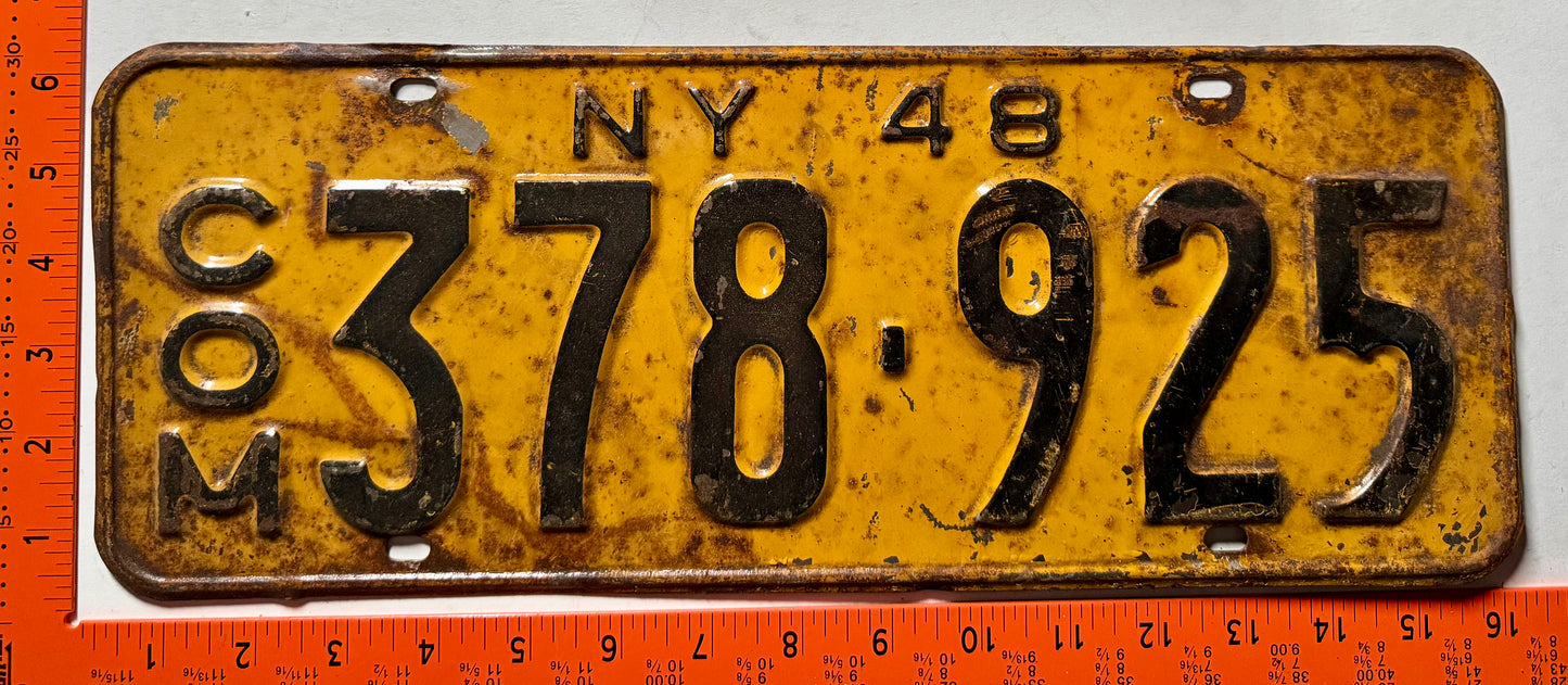 1948 New York #378-925 Commercial License Plate