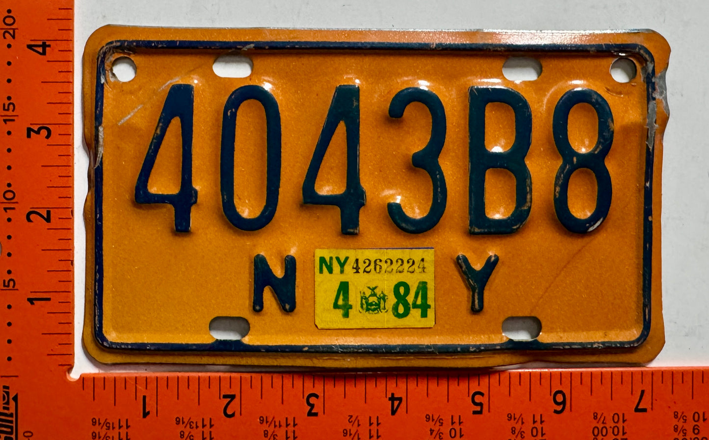 1984 New York #4043B8 Moped License Plate
