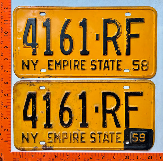 1958/1959 New York #4161-RF Passenger License Plate Pair