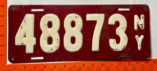 1911 New York #48873 Passenger License Plate (Repaint)