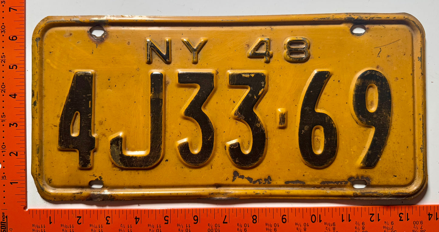 1948 New York #4J33-69 Passenger License Plate