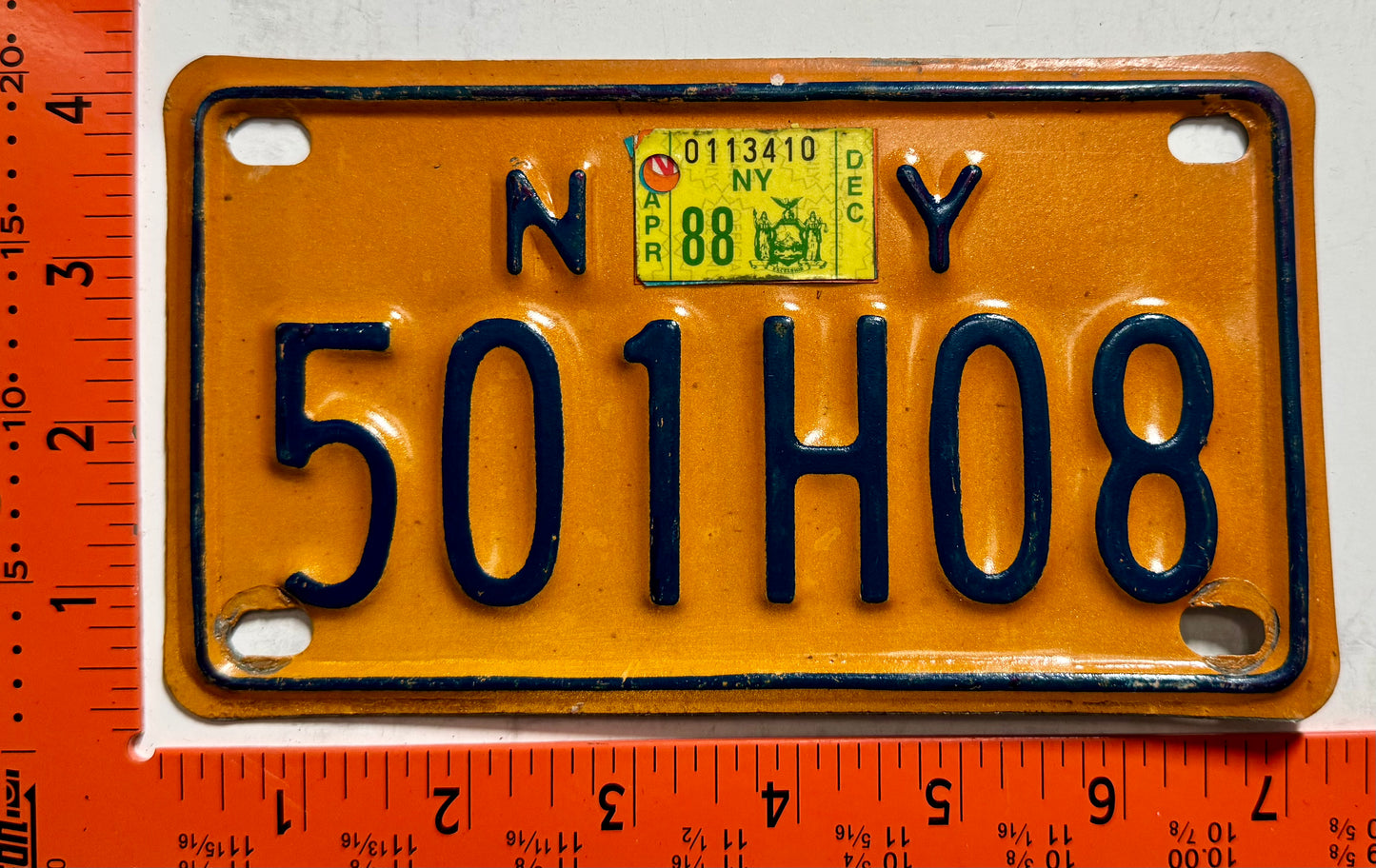 1988 New York #501H08 Motorcycle License Plate