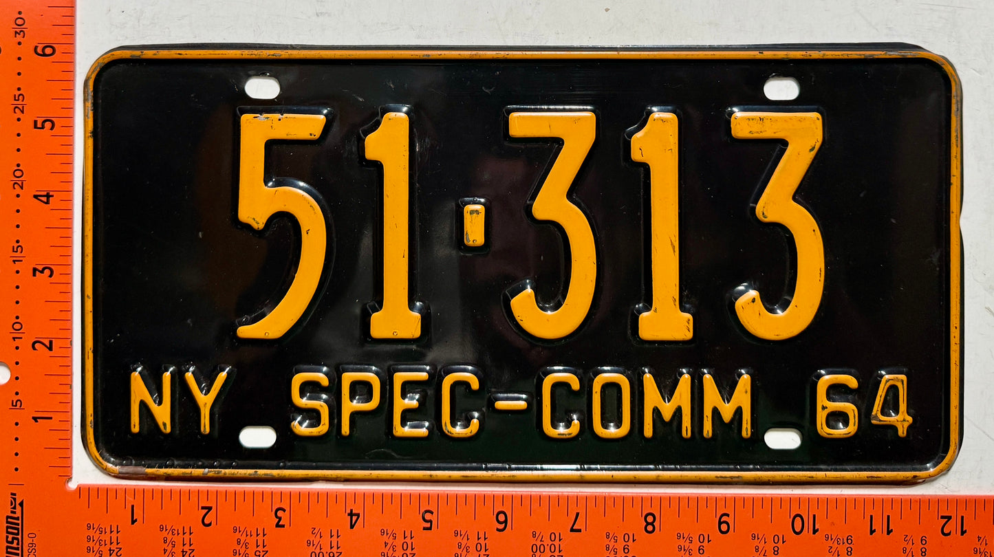 1964 New York #51-313 Special Commercial License Plate