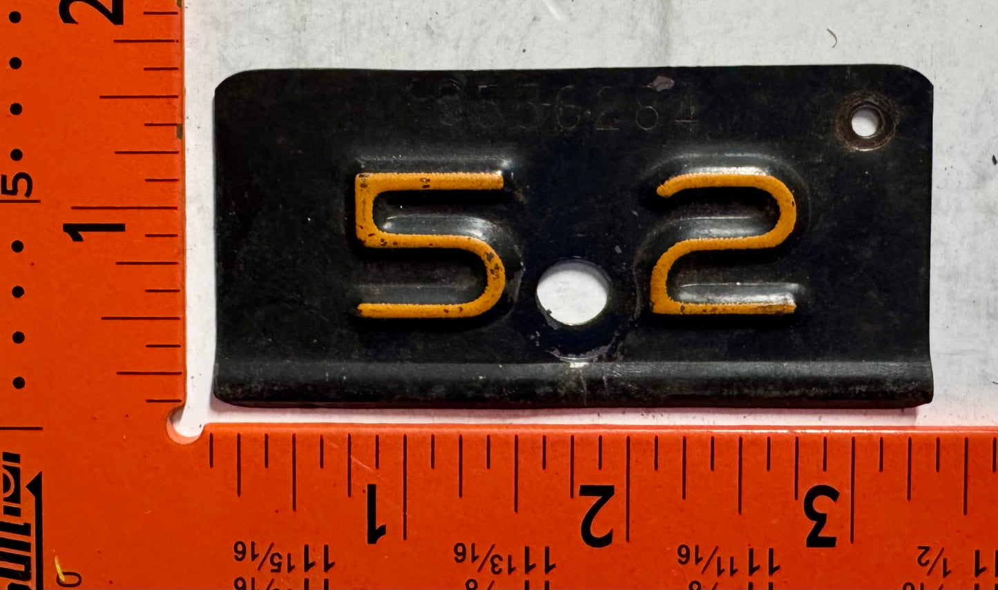 1952 New York #3556284 Passenger License Plate Date Tab