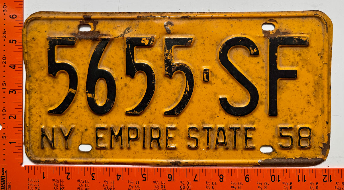 1958 New York #5655-SF Passenger License Plate (Crafter)