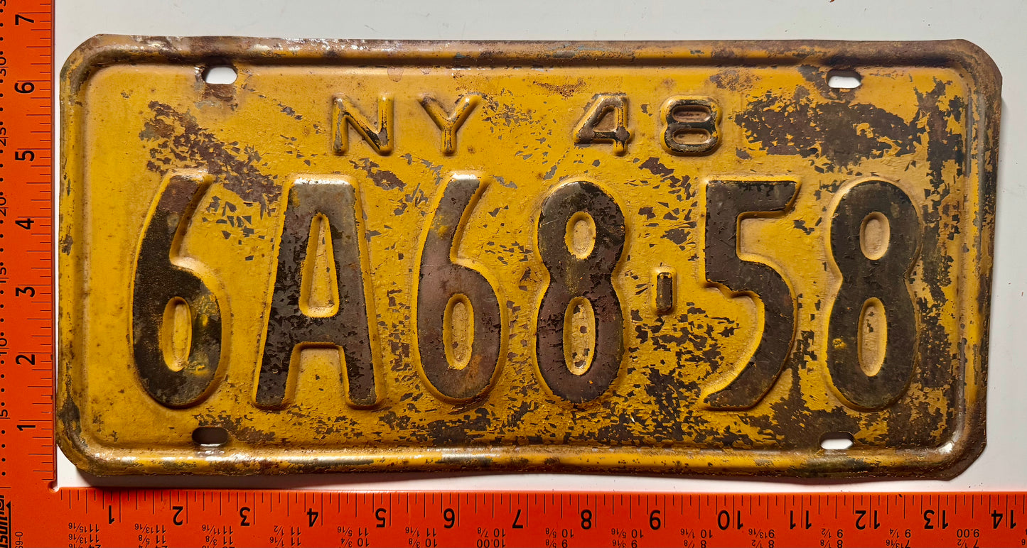1948 New York #6A68-58 Passenger License Plate