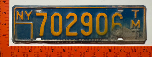 1973-1975 New York #702906 Ton Mile Tax License Plate